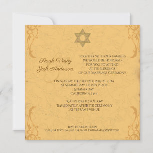 Convite Vintage Dourado casamento judeu