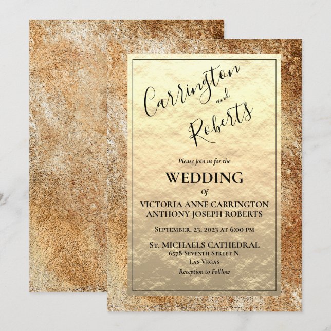 Convite Vintage Dourado Casamento Russo (Frente/Verso)