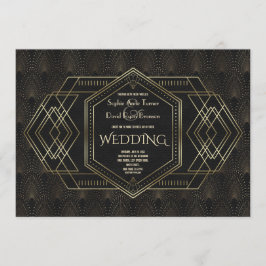 Convite Vintage Dourado Excelente Gatsby Wedding