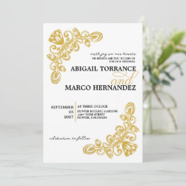 Convite Vintage Dourado Wedding