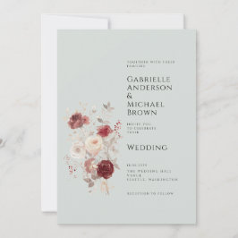 Convite Vintage Dove Gray Pale Ash Pastel Invitation
