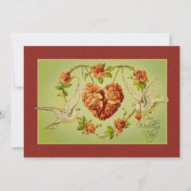 Convite Vintage Dove Rosa Heart Casation Fall (Frente)