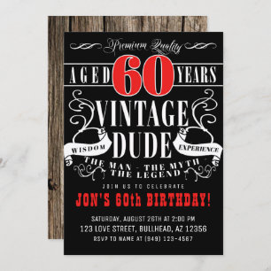 Convite Vintage Dude Man Myth Legend Men's 60th Birth