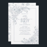 Convite Vintage Dusty Blue Floral Line Art 60º Aniversário<br><div class="desc">Comemore um marco em estilo com nosso Vintage Dusty Blue Floral Line Art 60º Convite de Aniversário. Da caligrafia à mão à vintage line art price em elegante azul empoeirado, este convite dá o tom para o seu dia especial. Com o padrão floral correspondente na parte de trás de cada...</div>