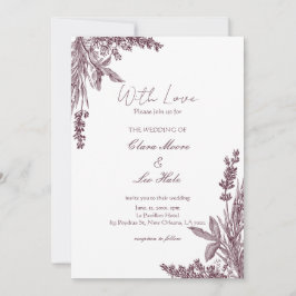 Convite Vintage Dusty Lavender Herb Wedding 