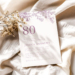Convite Vintage Dusty Rosa 80 Aniversário