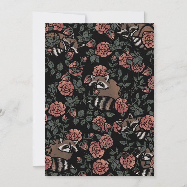 Convite Vintage Dusty Rosa Raccoons (Frente)