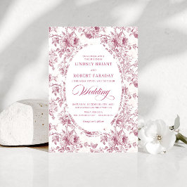Convite Vintage Dusty Rose French Toile Wedding Invitation