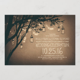 Convite Vintage e Rustic Mason Jar String Luzes Casamento
