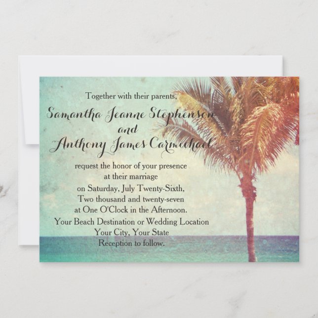 Convite Vintage Effect Beach Wedding (Frente)