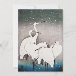 Convite Vintage Egrets Na Arte Da Neve Ohara Koson Japão