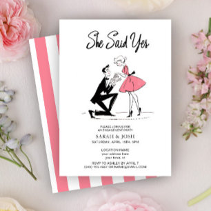 Convite Vintage Ela Disse Sim Moderno Noivado Rosa De Scri