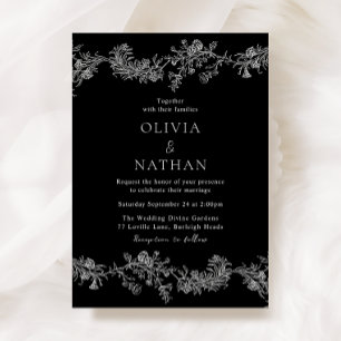 Convite Vintage Elegance: Casamento Negro Clássico