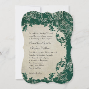 Convite Vintage Elegance Wedding Toile Floral Damask