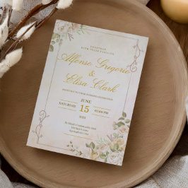 Convite Vintage Elegant Boho Floral Watercolor Wedding