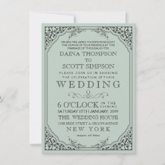 Convite Vintage Elegant Filigree Border Weding