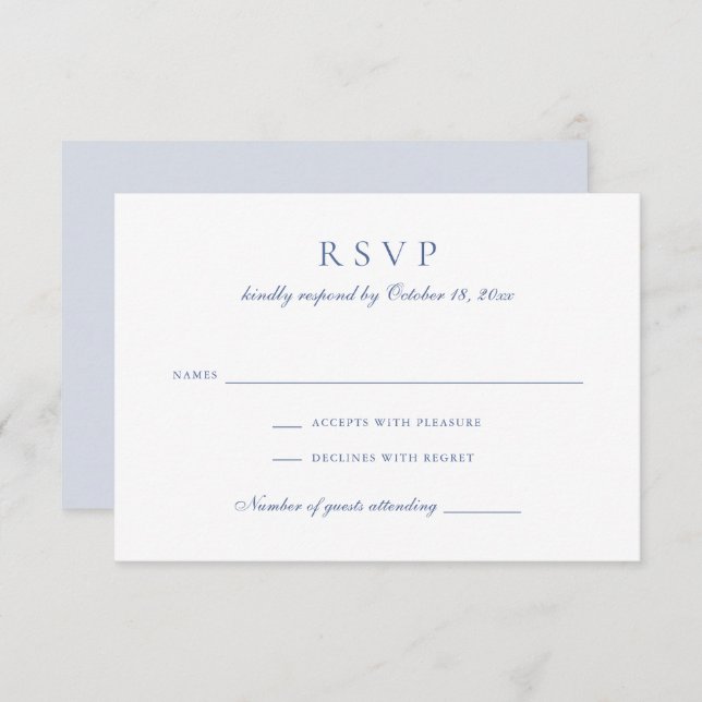 Convite Vintage Elegant Floral Blue Wedding RSVP (Frente/Verso)