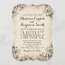 Convite Vintage Elegant Flourish Rustic Weditation