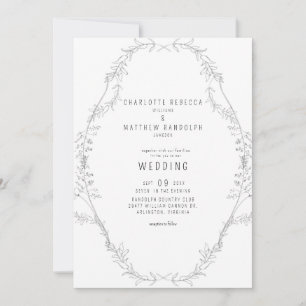 Convite Vintage Elegant Foliage Wedding Invitat