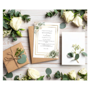 Convite Vintage & Elegant Green Micro Wedding Dourado