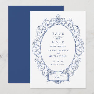 Convite Vintage Elegant Ornament Floral Frame Data de Salv