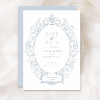 Convite Vintage Elegant Ornament Floral Frame Data de Salv