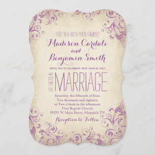 Convite Vintage Elegant Purple Flourish Invitation