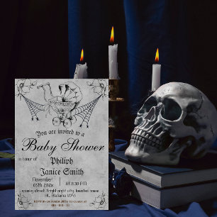 Convite Vintage Elegant Spooky, Chá de fraldas de Hallowee