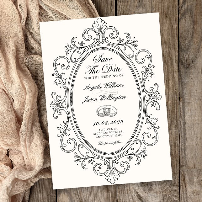 Convite Vintage elegante ornamentado  (Criador carregado)