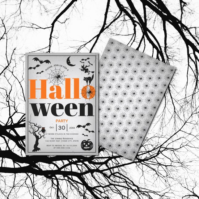 Convite Vintage elementos da cinza adulta do Dia das Bruxa (Criador carregado)