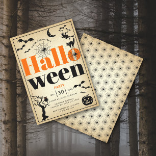 Convite Vintage elementos Festa de Halloween