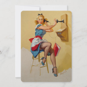 Convite Vintage Elvgren Telephone Pin-up Girl Retro