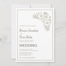 Convite Vintage Embossed Floral Wedding