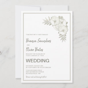 Convite Vintage Embossed Floral Wedding