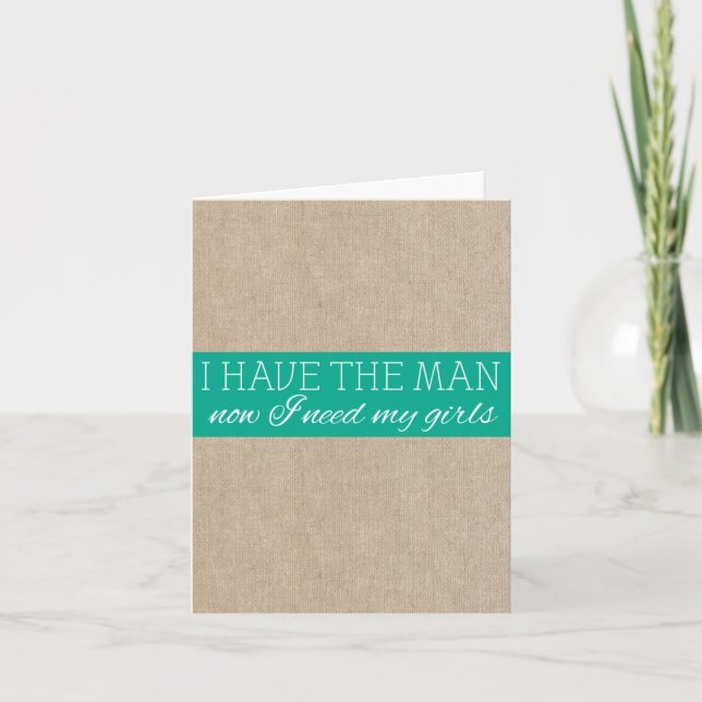 Convite Vintage Emerald Green Burlap Bridesmaid Request (Frente)