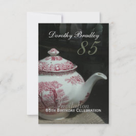 Convite Vintage English Teapot 85th Birthday Invitation