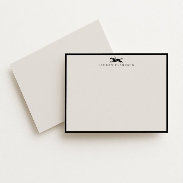 Convite Vintage Equestrian Rider Stationery Note Card (Criador carregado)