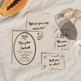 Convite Vintage Escrita Manuscrita Unique Modern Quirky We