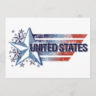 Convite Vintage Estados Unidos Flag com Star - 4 de julho