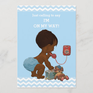 Convite Vintage Ethnic Boy no Phone Chá de fraldas Chevron