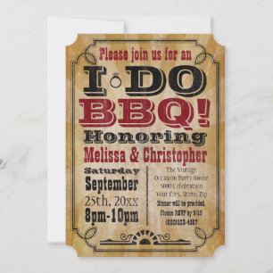 Convite Vintage eu faço a festa de noivado do assado do