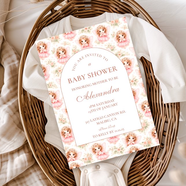 Convite Vintage Fairy Baby Girl Baby Shower (Criador carregado)