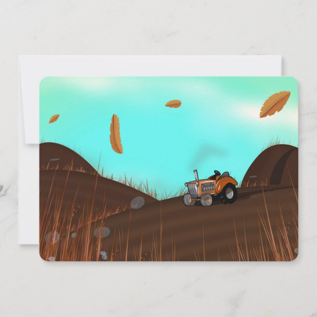 Convite Vintage Farming Trator (Frente)