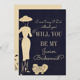 Convite Vintage Fashion Be My Jr. Junior Bridesmaid Card