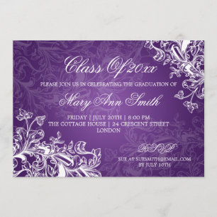 Convite Vintage Festa de formatura roxo