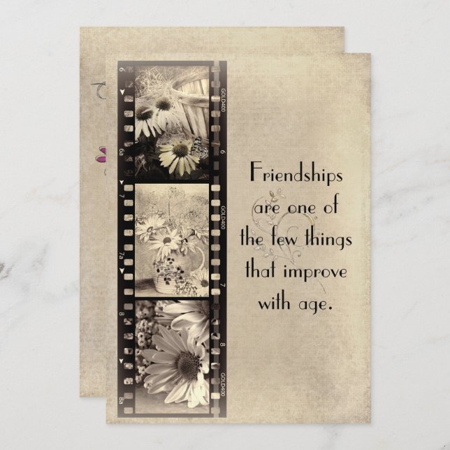 Convite Vintage Film Aniversário (Frente/Verso)