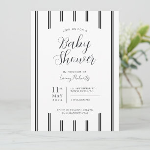 Convite Vintage - fina faixa vertical branca e preta