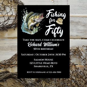 Convite Vintage Fisheries Themed 50th Festa de aniversário