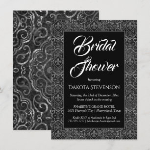 Convite Vintage Fleur de Lis Damask   Chá de panela Grung