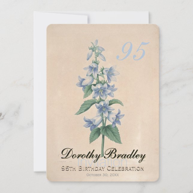 Convite Vintage Floral 95th Birthday Celebration Custom (Frente)